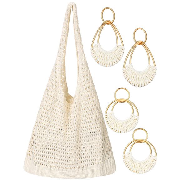 Crochet Beach Bag Summer Beach Totes Bag Crochet Purses With <3 - Picture 1 of 7